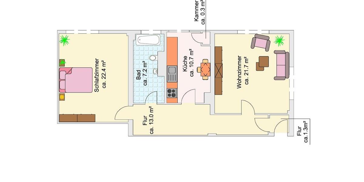 Etagenwohnung Braunschweig - 2 Zimmer, 77 m&sup2;, 657&euro; | Angebot:26338452