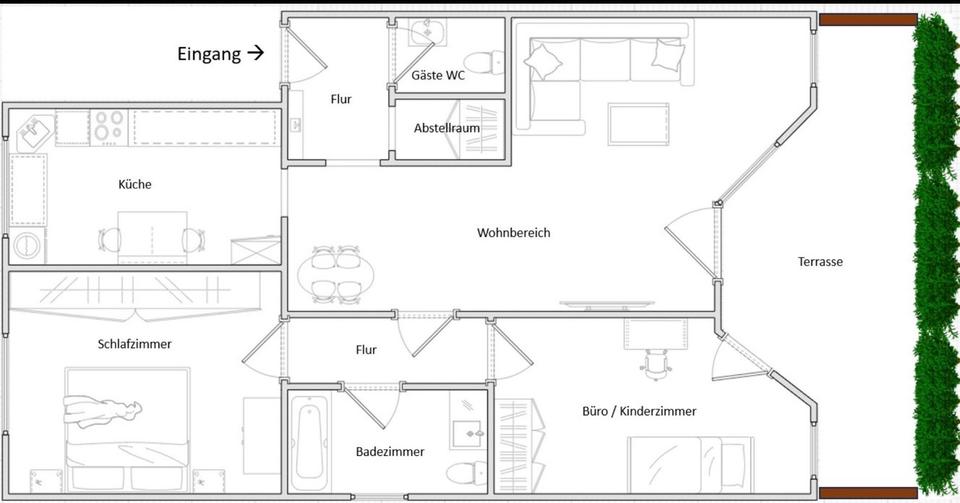 Erdgeschoßwohnung Garbsen - 3 Zimmer, 80 m&sup2;, 1.000&euro; | Angebot:26617800
