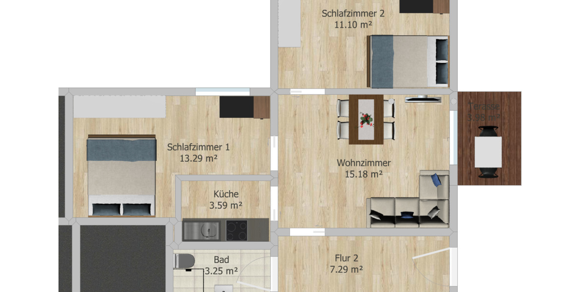 Erdgeschoßwohnung Boizenburg/Elbe Elbe - 3 Zimmer, 53 m&sup2;, 450&euro; | Angebot:24371122