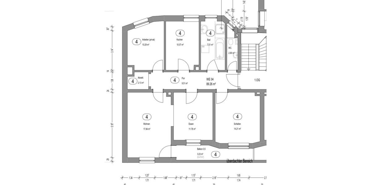 Etagenwohnung Augsburg - 4 Zimmer, 90 m&sup2;, 1.600&euro; | Angebot:26281607