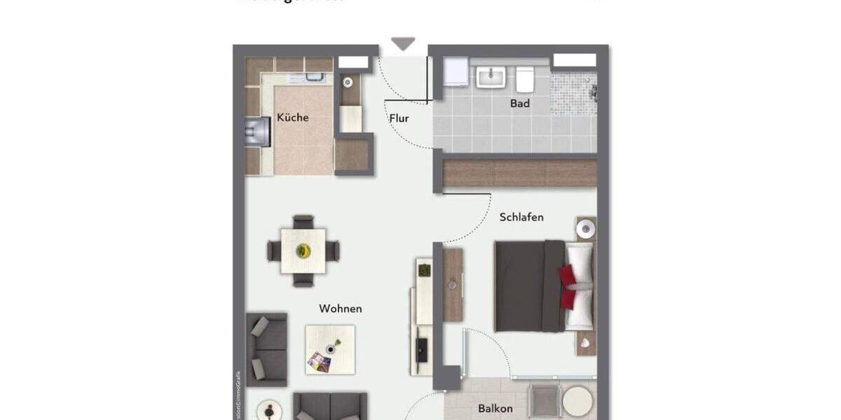 Komfortable Seniorenwohnung mit Balkon, EBK und Fußbodenheizung. 2 zimmer