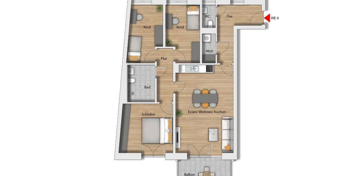 Etagenwohnung Duisburg Hamborn - 4 Zimmer, 90 m&sup2;, 1.220&euro; | Angebot:24428420