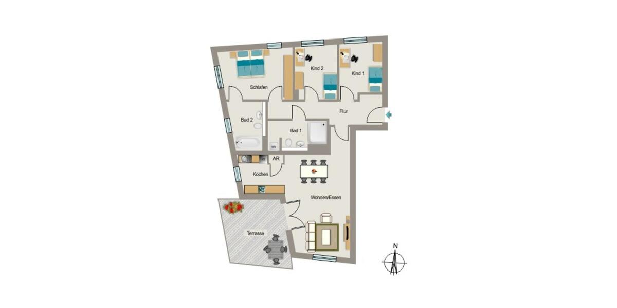 Etagenwohnung Düsseldorf Pempelfort - 4 Zimmer, 105 m&sup2;, 1.874&euro; | Angebot:25050575