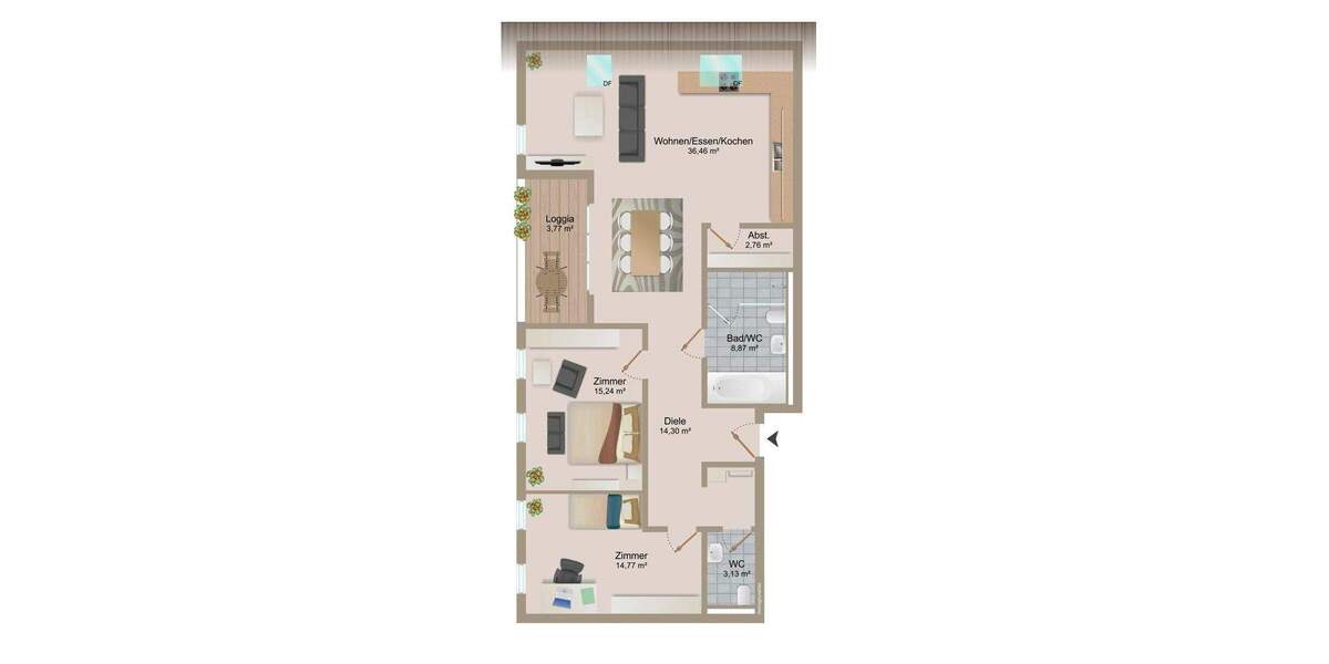 Etagenwohnung Kieselbronn - 3 Zimmer, 99 m&sup2;, 1.390&euro; | Angebot:25744483