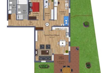 Wohnung Penzberg - 3.5 Zimmer, 110 m&sup2;, 1.825&euro; | Angebot:25721020