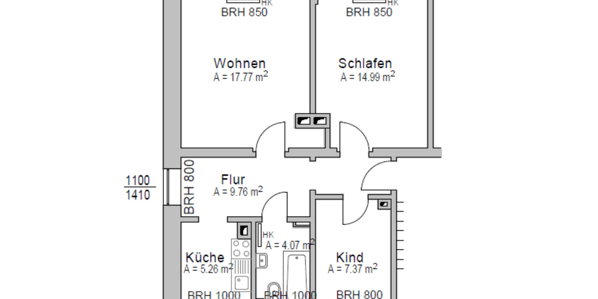 Etagenwohnung Ostrau - 3 Zimmer, 58 m&sup2;, 348&euro; | Angebot:23553314