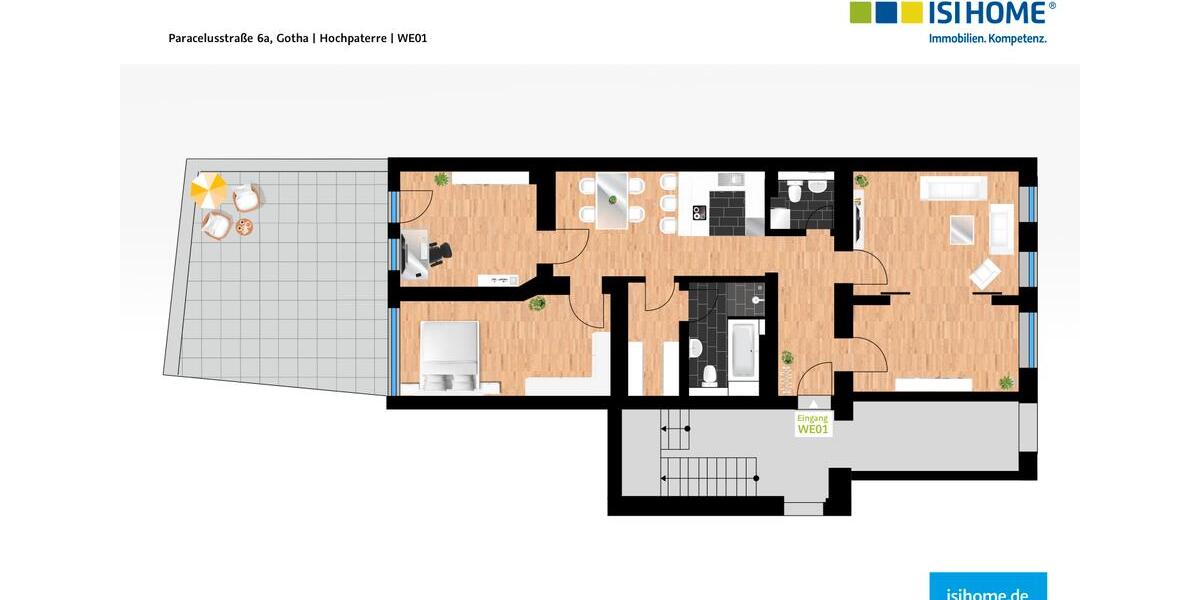 Erdgeschoßwohnung Halle (Saale) Am Wasserturm/Thaerviertel - 4 Zimmer, 96 m&sup2;, 795&euro; | Angebot:26660646