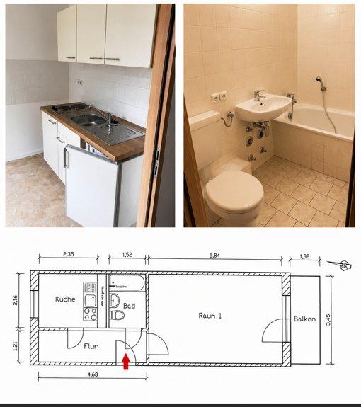 Etagenwohnung Schkeuditz - 1 Zimmer, 36 m&sup2;, 260&euro; | Angebot:26627161