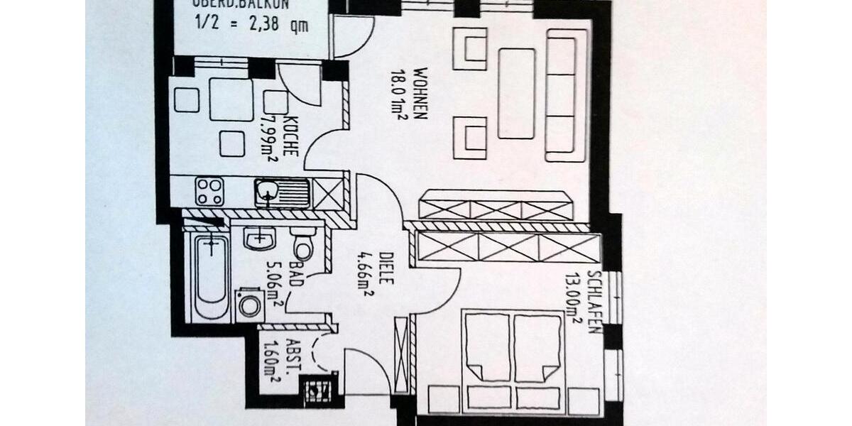 Etagenwohnung Mühldorf am Inn - 2 Zimmer, 52 m&sup2;, 500&euro; | Angebot:26515787