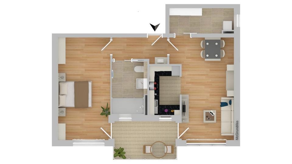 Erdgeschoßwohnung Großmehring - 2 Zimmer, 65 m&sup2;, 880&euro; | Angebot:26533451