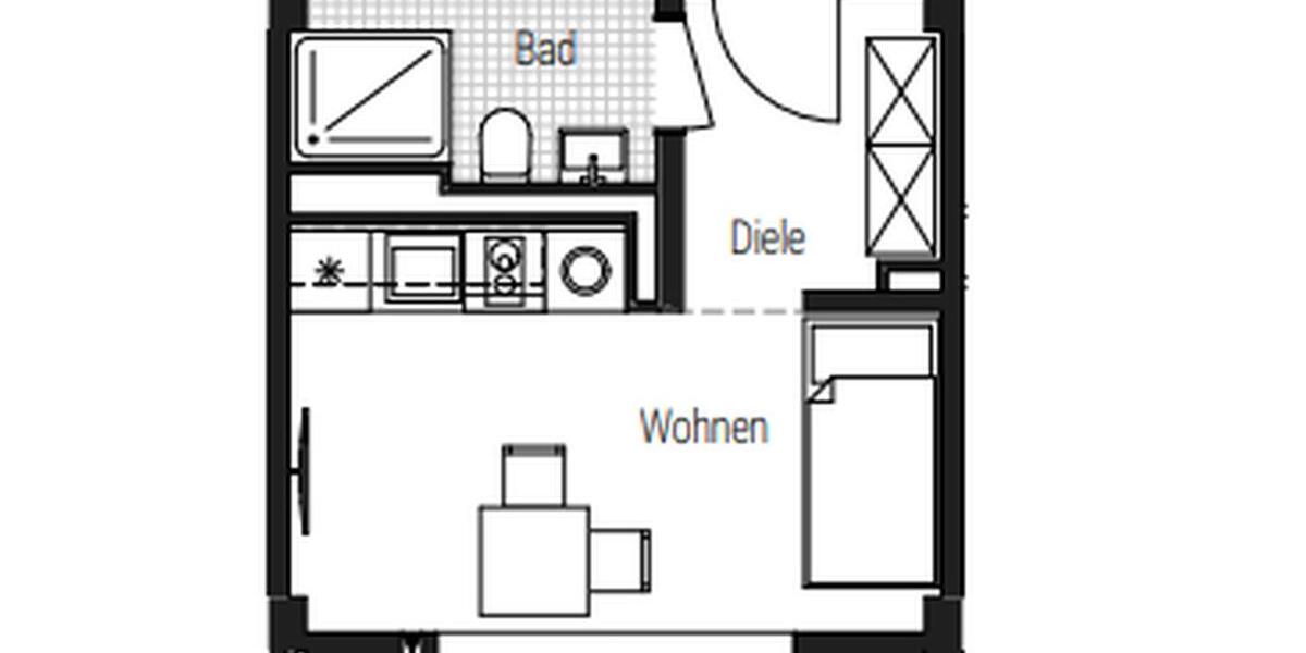 Etagenwohnung Nürnberg Gibitzenhof - 1 Zimmer, 21 m&sup2;, 573&euro; | Angebot:25350353