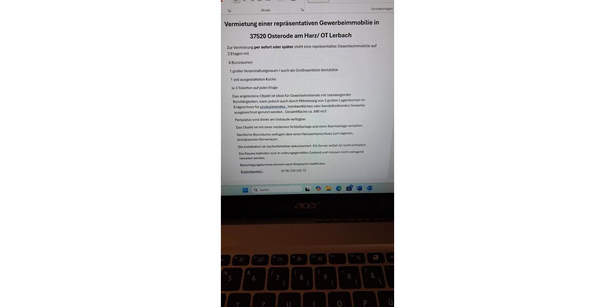 Gewerbeobjekt Osterode am Harz - 2.050&euro; | Angebot:24461369