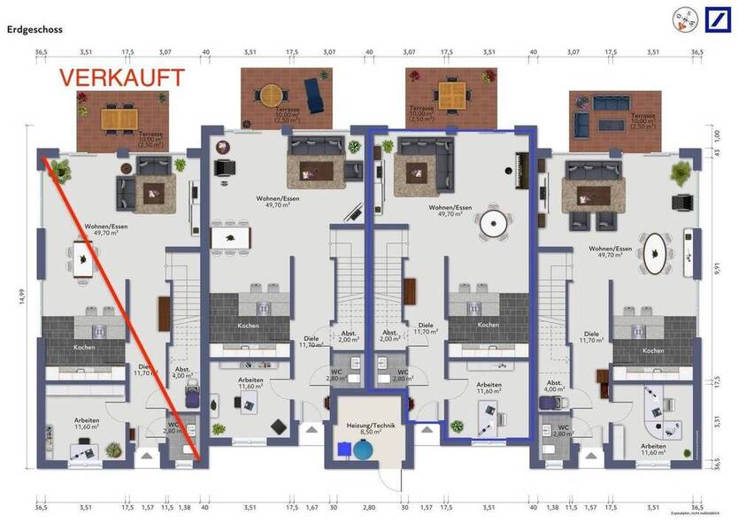 Neubau Reihenmittelhaus (KfW 40 EE) mit Erdwärme, in sehr guter Lage zum Delbrücker Zentrum