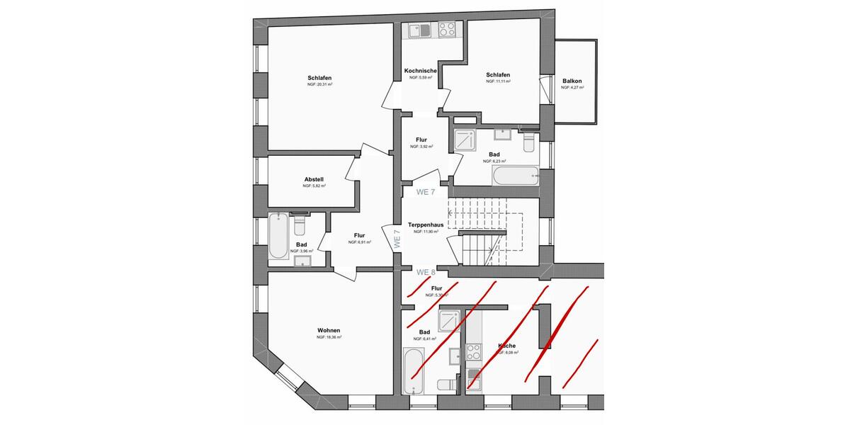 Etagenwohnung Dessau-Roßlau Brambach - 4 Zimmer, 85 m&sup2;, 638&euro; | Angebot:26021677