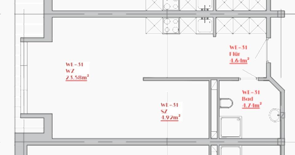 Anfragen NUR per E-Mail. 38 qm renovierte 1,5-Zimmer Wohnung mit Schlafnische im 1-OG.