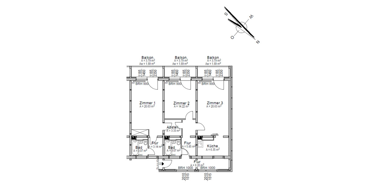 Etagenwohnung Neukirchen/Erzgebirge Neukirchen - 3 Zimmer, 98 m&sup2;, 598&euro; | Angebot:25663894