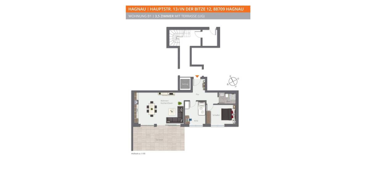 Etagenwohnung Hagnau am Bodensee - 3 Zimmer, 83 m&sup2;, 1.250&euro; | Angebot:24035421