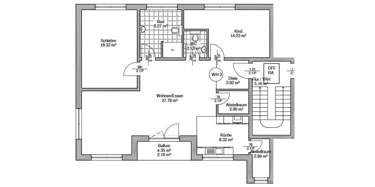 Etagenwohnung Leun - 3 Zimmer, 94 m&sup2;, 990&euro; | Angebot:26598374