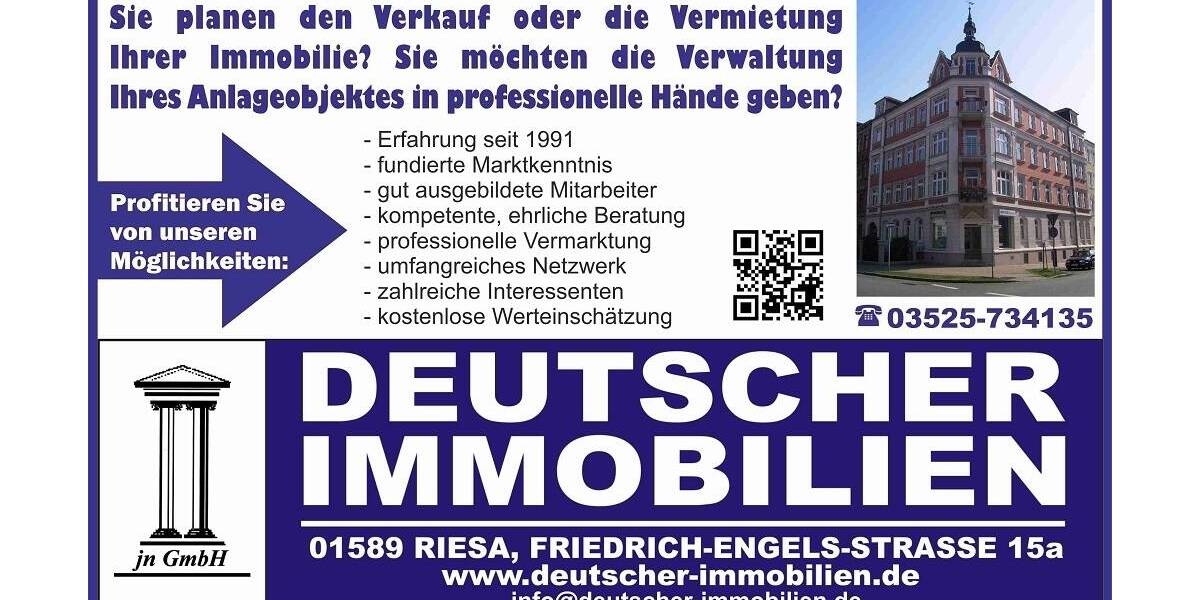 Etagenwohnung Riesa Innenstadt - 2 Zimmer, 57 m&sup2;, 393&euro; | Angebot:26289933