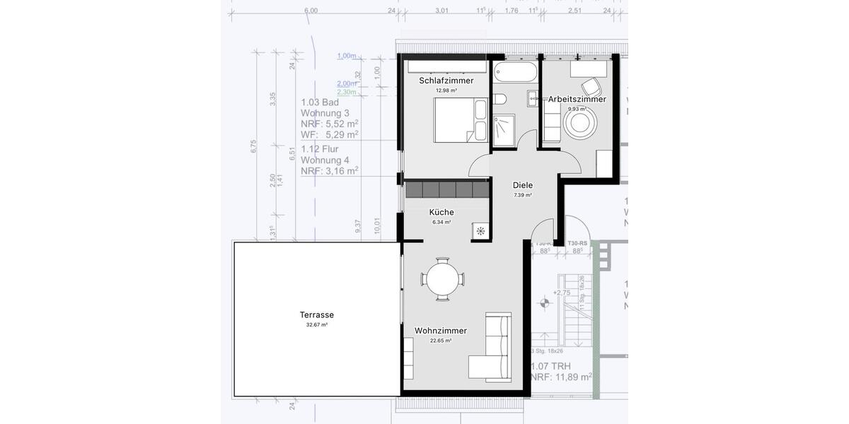 Terrassenwohnung Düsseldorf Stadtbezirk 5 - 3 Zimmer, 70 m&sup2;, 1.600&euro; | Angebot:26592537
