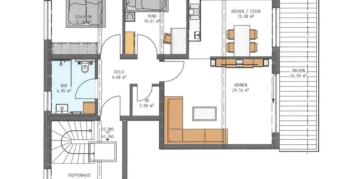 Etagenwohnung Büchlberg - 3 Zimmer, 83 m&sup2;, 1.000&euro; | Angebot:24419397
