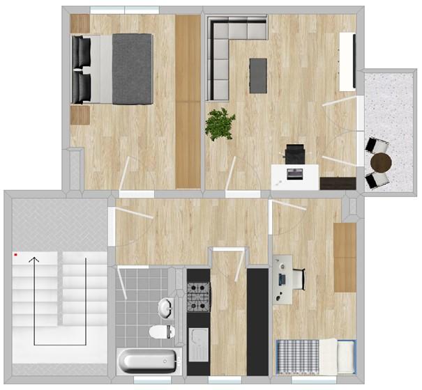 Etagenwohnung Riesa Canitz - 3 Zimmer, 59 m&sup2;, 353&euro; | Angebot:26637276