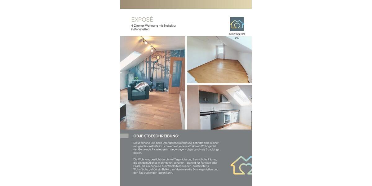 Dachgeschoßwohnung Aiterhofen - 4 Zimmer, 88 m&sup2;, 810&euro; | Angebot:25046973