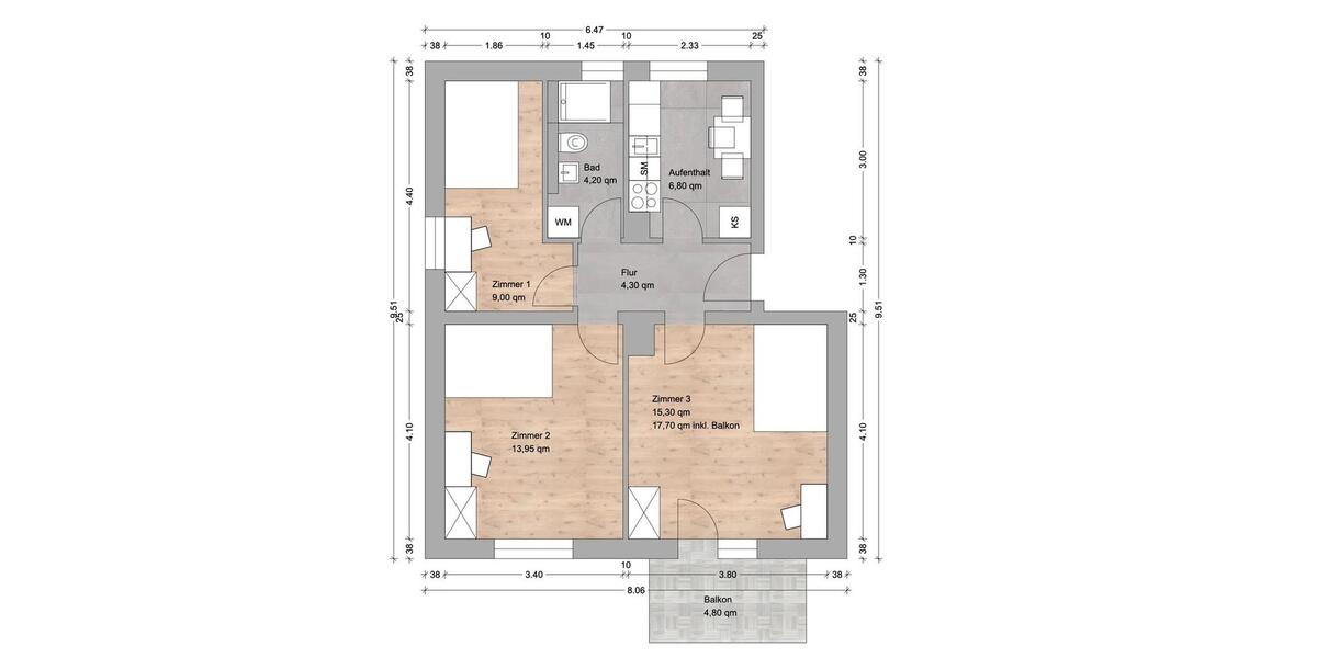 Etagenwohnung Nürnberg Erlenstegen - 3 Zimmer, 18 m&sup2;, 480&euro; | Angebot:26630842